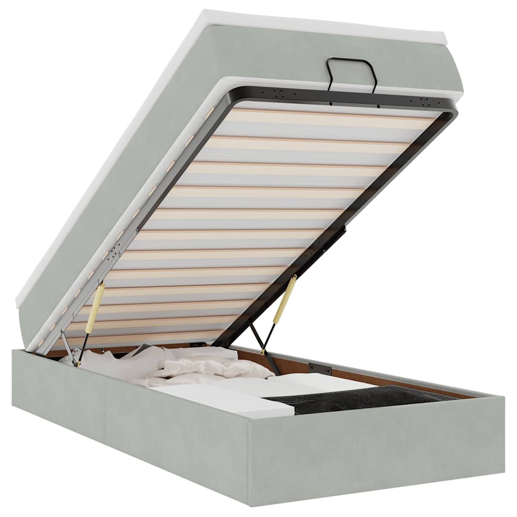 vidaXL Ottoman Bed with Mattress 80x200 cm Velvet Light Grey