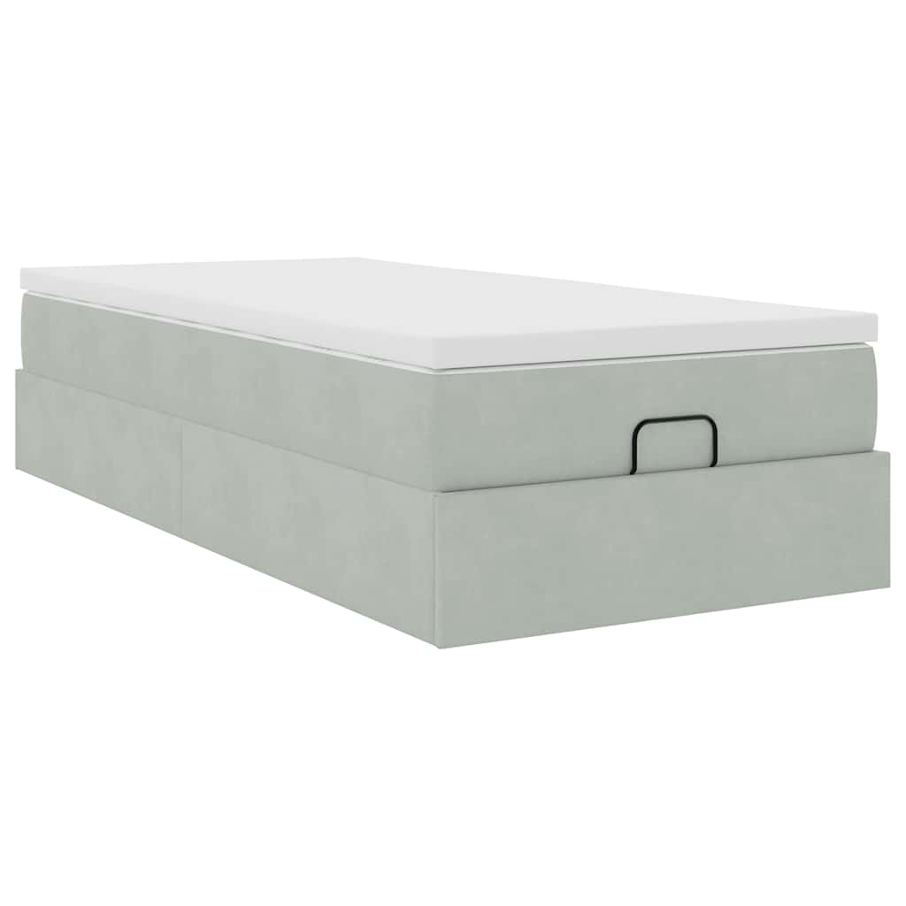 vidaXL Ottoman Bed with Mattress 80x200 cm Velvet Light Grey
