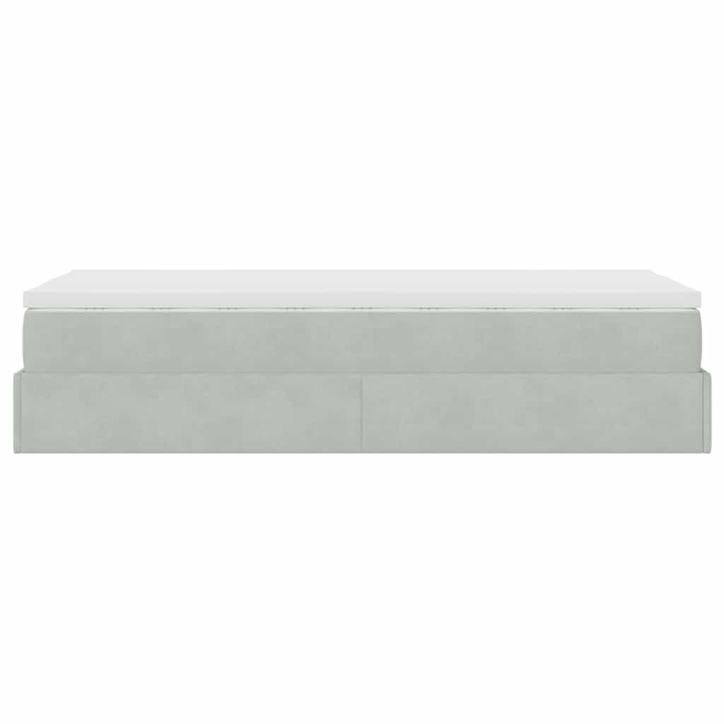 vidaXL Ottoman Bed with Mattress 80x200 cm Velvet Light Grey