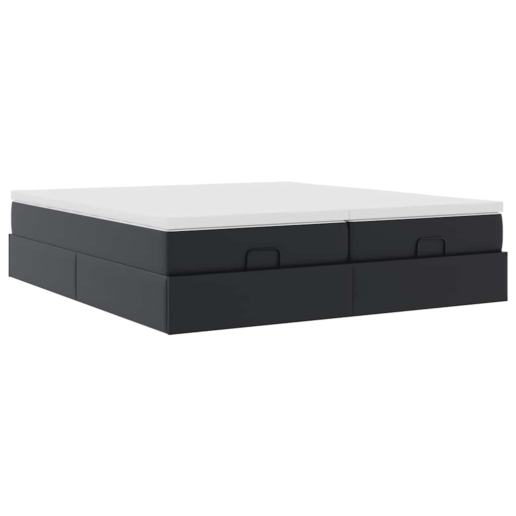 vidaXL Ottoman bed with mattresses 160x200cm artificial leather black