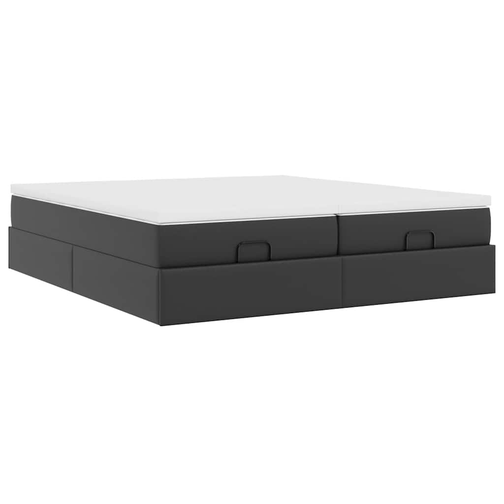 vidaXL Ottoman bed with mattresses 160x200cm artificial leather black