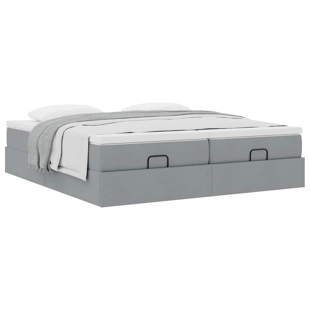 vidaXL Ottoman bed with mattresses 160x200cm fabric light grey