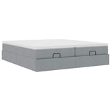 vidaXL Ottoman bed with mattresses 160x200cm fabric light grey