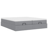 vidaXL Ottoman bed with mattresses 160x200cm fabric light grey