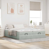 vidaXL Ottoman Bed with Mattresses 160x200cm Velvet Light Grey