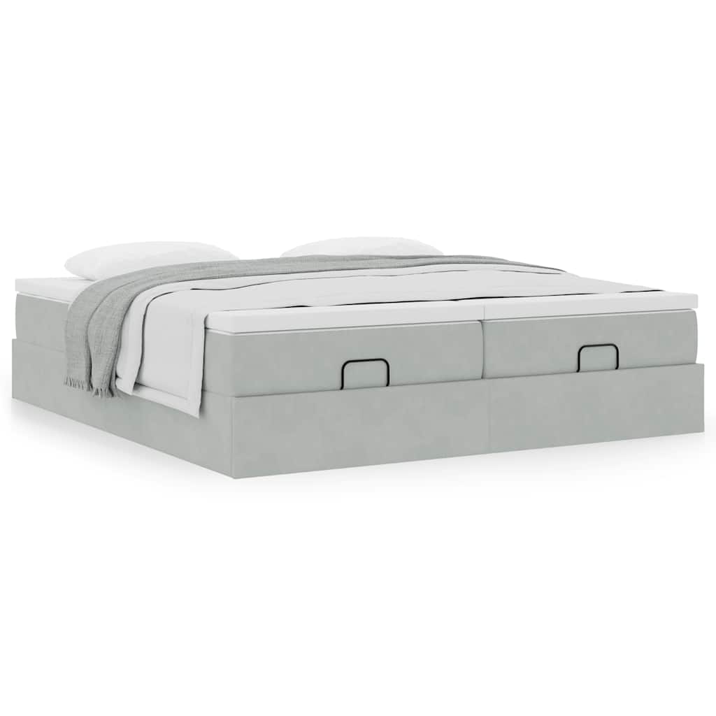 vidaXL Ottoman Bed with Mattresses 160x200cm Velvet Light Grey