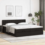 vidaXL Ottoman bed met matrassen 160x200cm kunstleer zwart