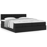 vidaXL Ottoman bed met matrassen 160x200cm kunstleer zwart