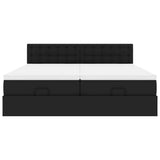 vidaXL Ottoman bed met matrassen 160x200cm kunstleer zwart