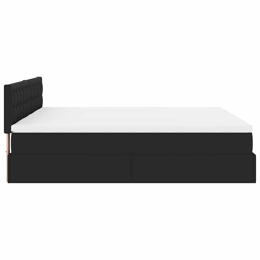 vidaXL Ottoman bed met matrassen 160x200cm kunstleer zwart