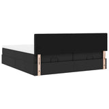 vidaXL Ottoman bed met matrassen 160x200cm kunstleer zwart
