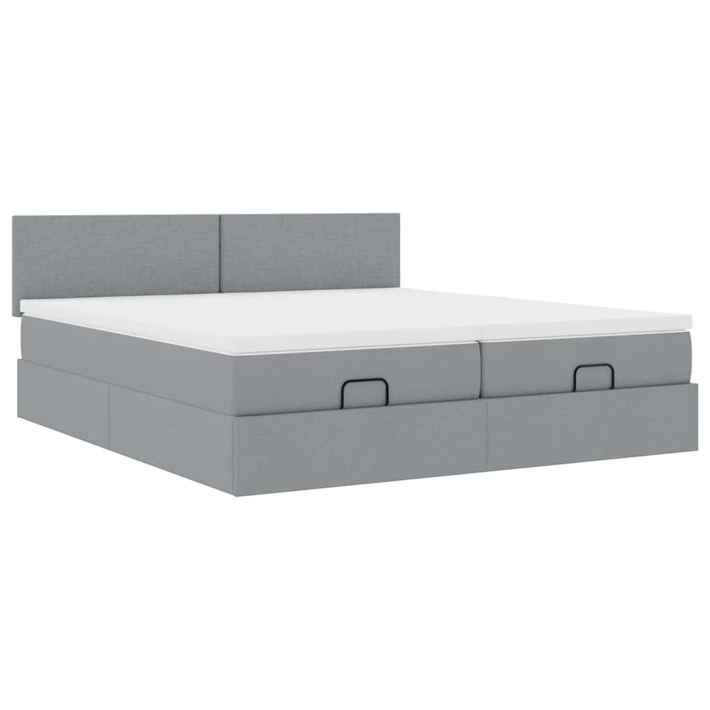 vidaXL Ottoman bed met matrassen 160x200cm stof lichtgrijs