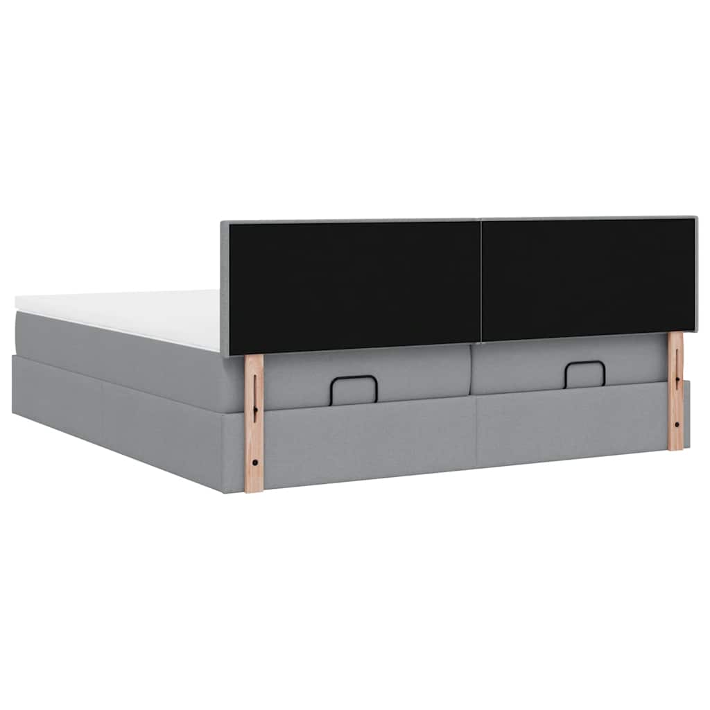 vidaXL Ottoman bed met matrassen 160x200cm stof lichtgrijs