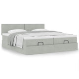 vidaXL Ottoman bed met matrassen 160x200cm fluweel lichtgrijs