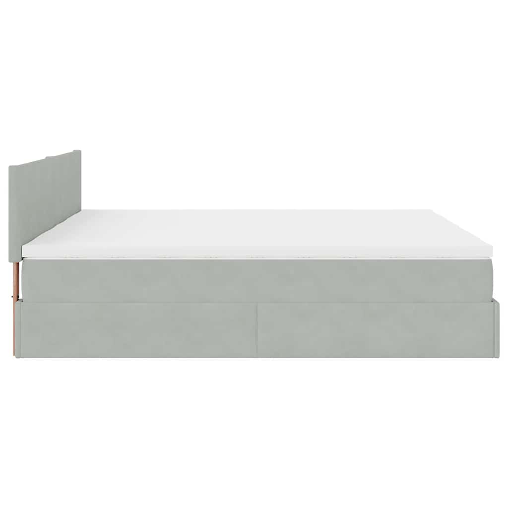 vidaXL Ottoman bed met matrassen 160x200cm fluweel lichtgrijs