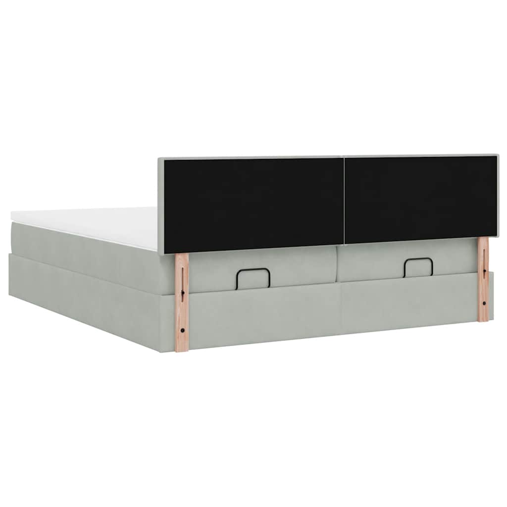 vidaXL Ottoman bed met matrassen 160x200cm fluweel lichtgrijs