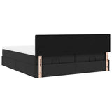 vidaXL Ottoman Bed with Mattresses and LEDs 160x200cm Faux Leather Black