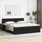 vidaXL Ottoman Bed with Mattresses and LEDs 160x200cm Faux Leather Black