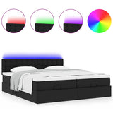 vidaXL Ottoman Bed with Mattresses and LEDs 160x200cm Faux Leather Black