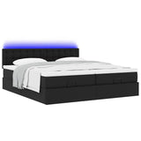 vidaXL Ottoman Bed with Mattresses and LEDs 160x200cm Faux Leather Black