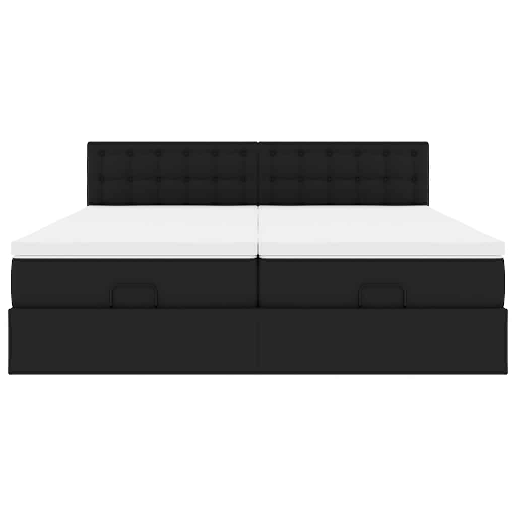 vidaXL Ottoman Bed with Mattresses and LEDs 160x200cm Faux Leather Black