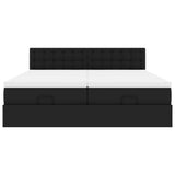 vidaXL Ottoman Bed with Mattresses and LEDs 160x200cm Faux Leather Black