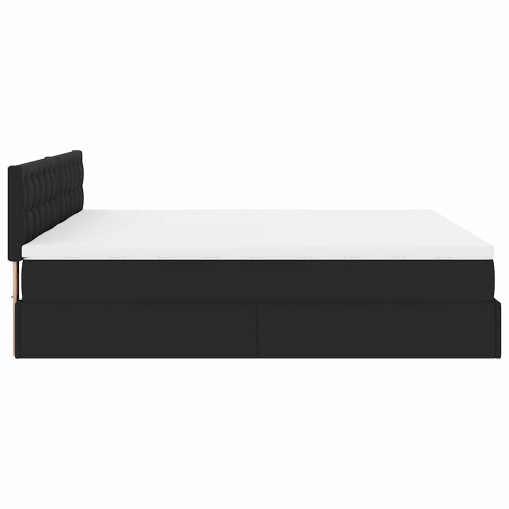 vidaXL Ottoman Bed with Mattresses and LEDs 160x200cm Faux Leather Black
