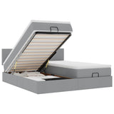 vidaXL Ottoman bed met matrassen en LED's 160x200cm stof lichtgrijs