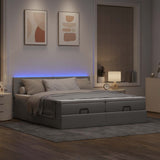 vidaXL Ottoman bed met matrassen en LED's 160x200cm stof lichtgrijs