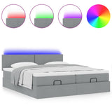 vidaXL Ottoman bed met matrassen en LED's 160x200cm stof lichtgrijs