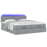 vidaXL Ottoman bed met matrassen en LED's 160x200cm stof lichtgrijs