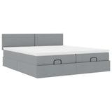 vidaXL Ottoman bed met matrassen en LED's 160x200cm stof lichtgrijs