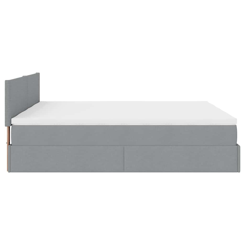 vidaXL Ottoman bed met matrassen en LED's 160x200cm stof lichtgrijs