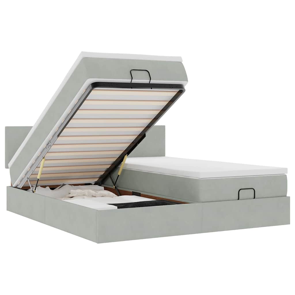 vidaXL Lit ottoman avec matelas et éclairage LED 160x200cm