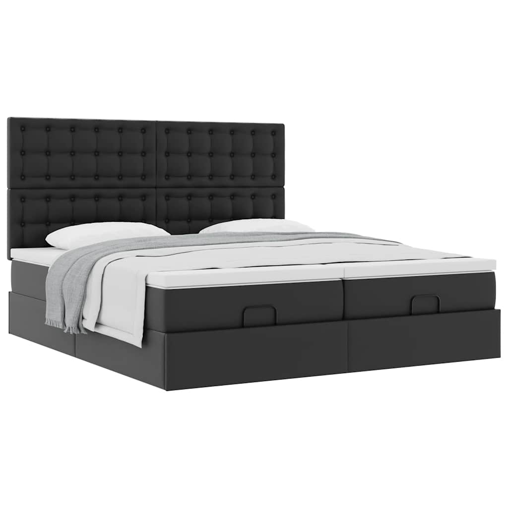 vidaXL Ottoman bed with mattresses 160x200cm artificial leather black
