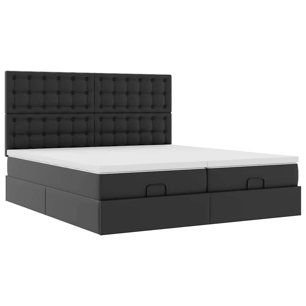 vidaXL Ottoman bed with mattresses 160x200cm artificial leather black