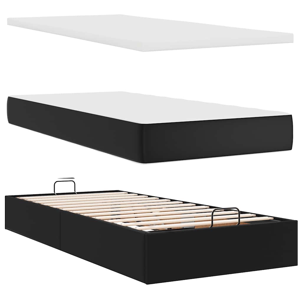 vidaXL Ottoman bed with mattresses 160x200cm artificial leather black