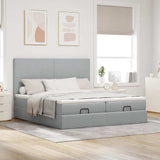 vidaXL Ottoman bed with mattresses 160x200cm fabric light grey