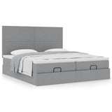 vidaXL Ottoman bed with mattresses 160x200cm fabric light grey