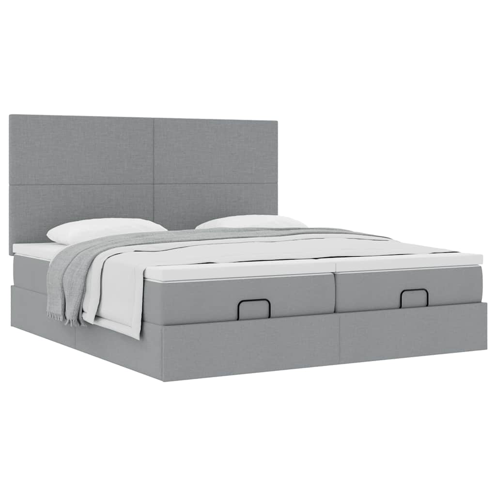 vidaXL Ottoman bed with mattresses 160x200cm fabric light grey