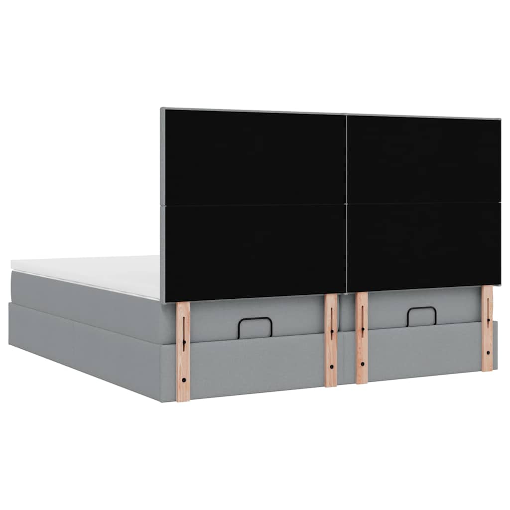 vidaXL Ottoman bed with mattresses 160x200cm fabric light grey