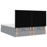 vidaXL Ottoman bed with mattresses 160x200cm fabric light grey