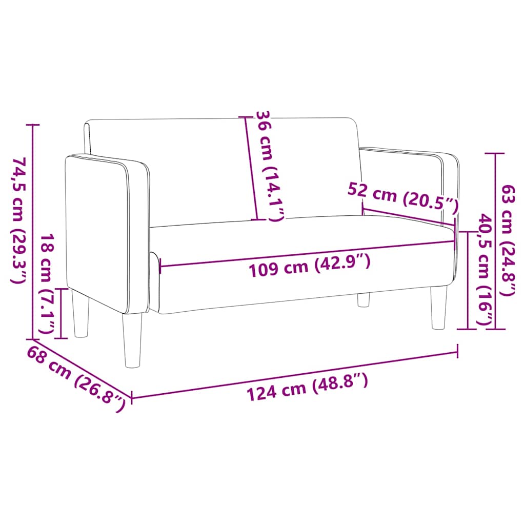 vidaXL Loveseat sofa 109 cm corduroy light grey