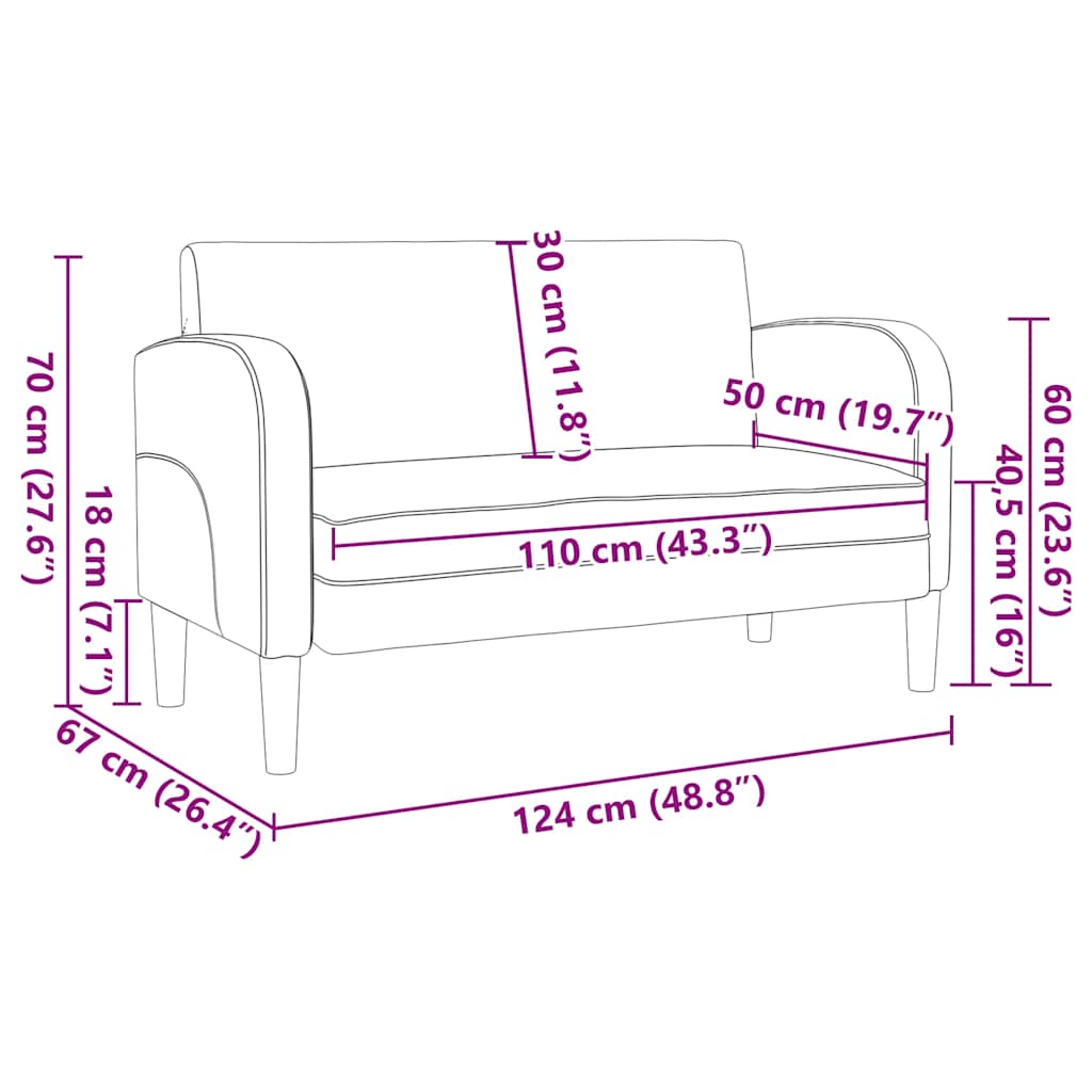 vidaXL Loveseat sofa 110 cm artificial leather black