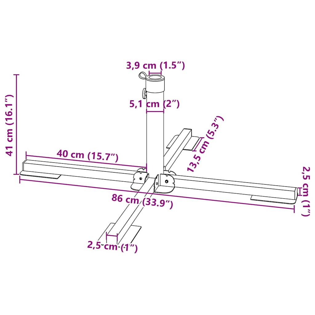 vidaXL Ensemble de 5 pieds de parasol de jardin en granit et acier