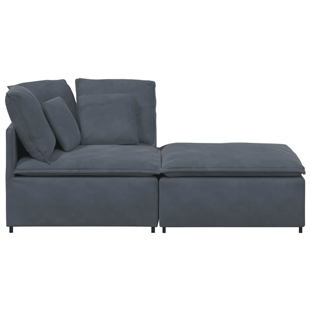 vidaXL Modulaire bank met voetenbank en kussens fluweel donkergrijs