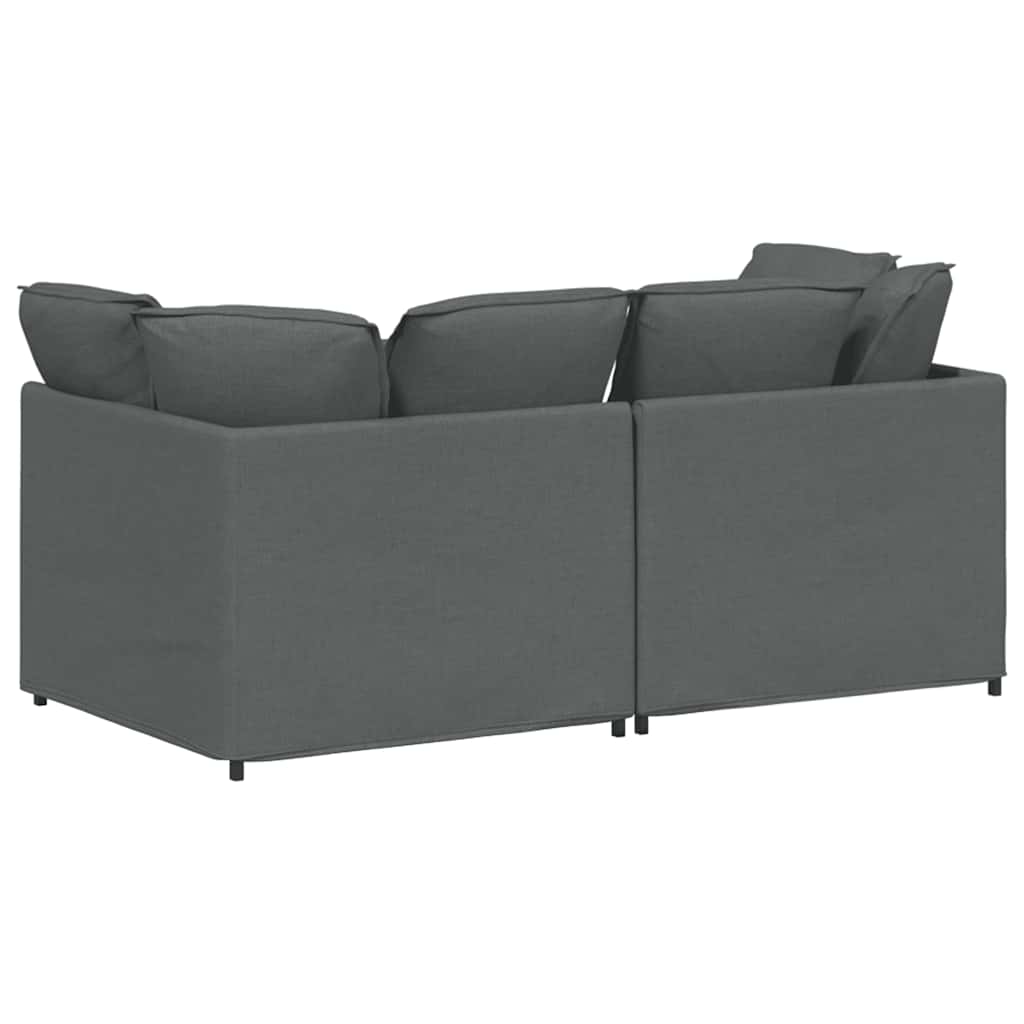 vidaXL Modulaire bank met kussens stof lichtgrijs