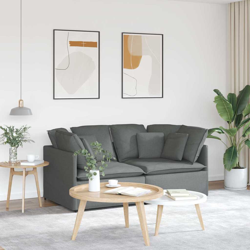 vidaXL Modulaire bank met kussens stof lichtgrijs
