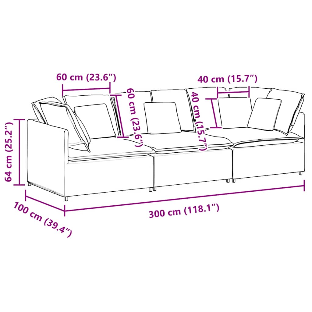 vidaXL Modular sofa with cushions fabric light grey