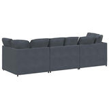 vidaXL Modulaire bank met kussens fluweel lichtgrijs